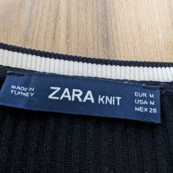 Zara Knit ribbed black cardigan with white trim - M - Picture 4 of 5